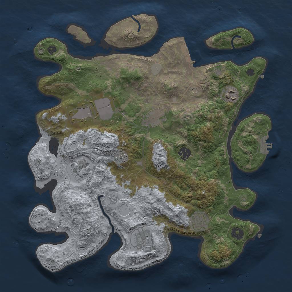 Rust Map: Procedural Map, Size: 3500, Seed: 184, 17 Monuments