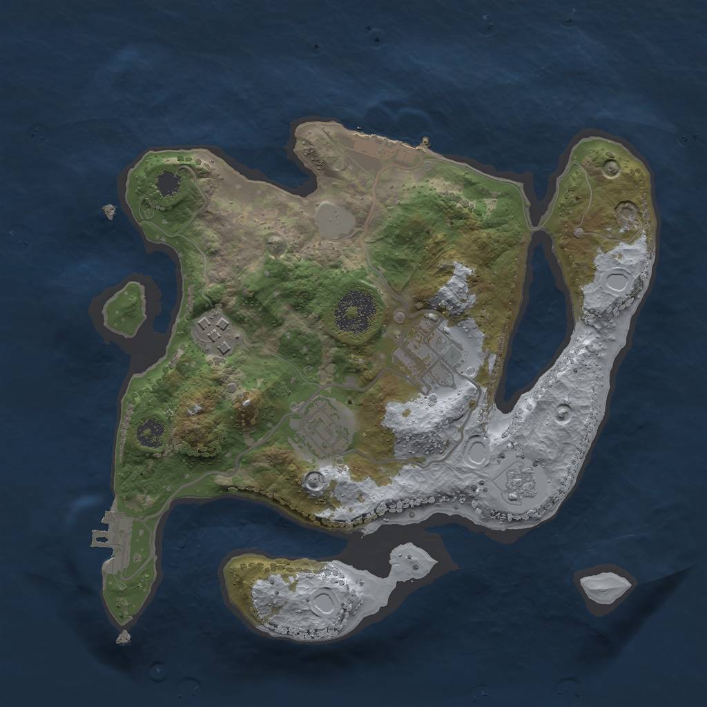 Rust Map: Procedural Map, Size: 2500, Seed: 71350, 9 Monuments