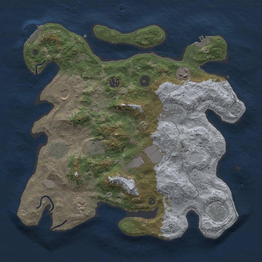 Rust Map: Procedural Map, Size: 3700, Seed: 422172704, 19 Monuments