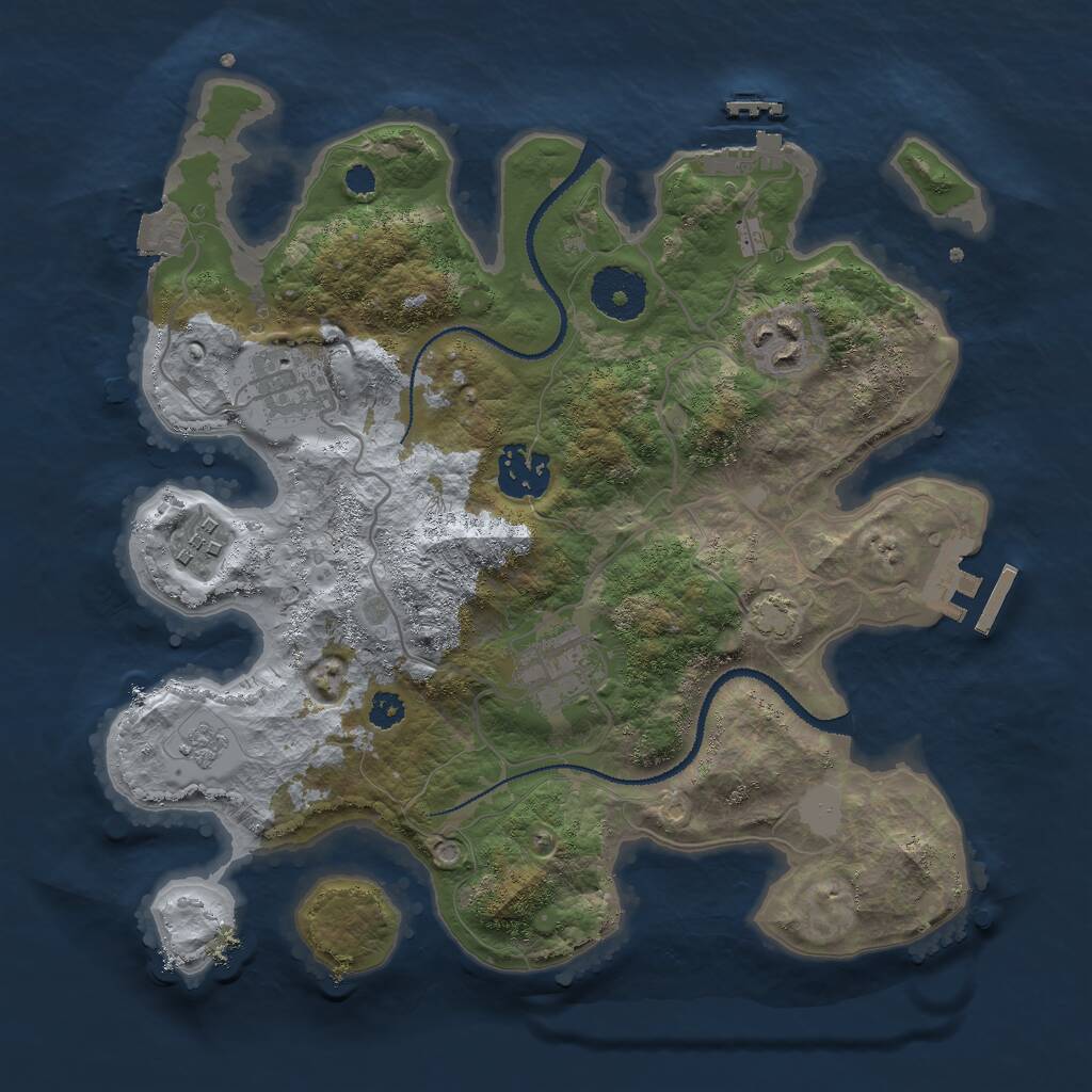 Rust Map: Procedural Map, Size: 3000, Seed: 38560951, 10 Monuments