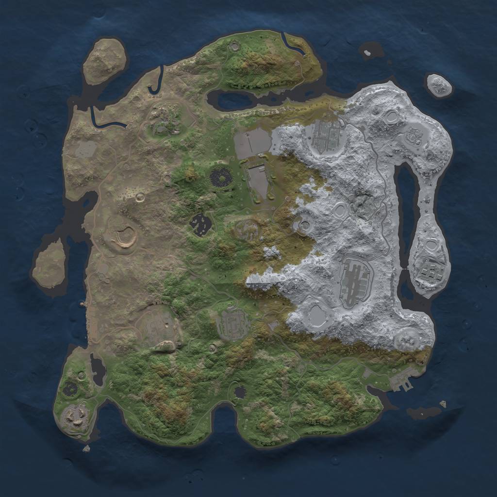 Rust Map: Procedural Map, Size: 3500, Seed: 2023164118, 19 Monuments