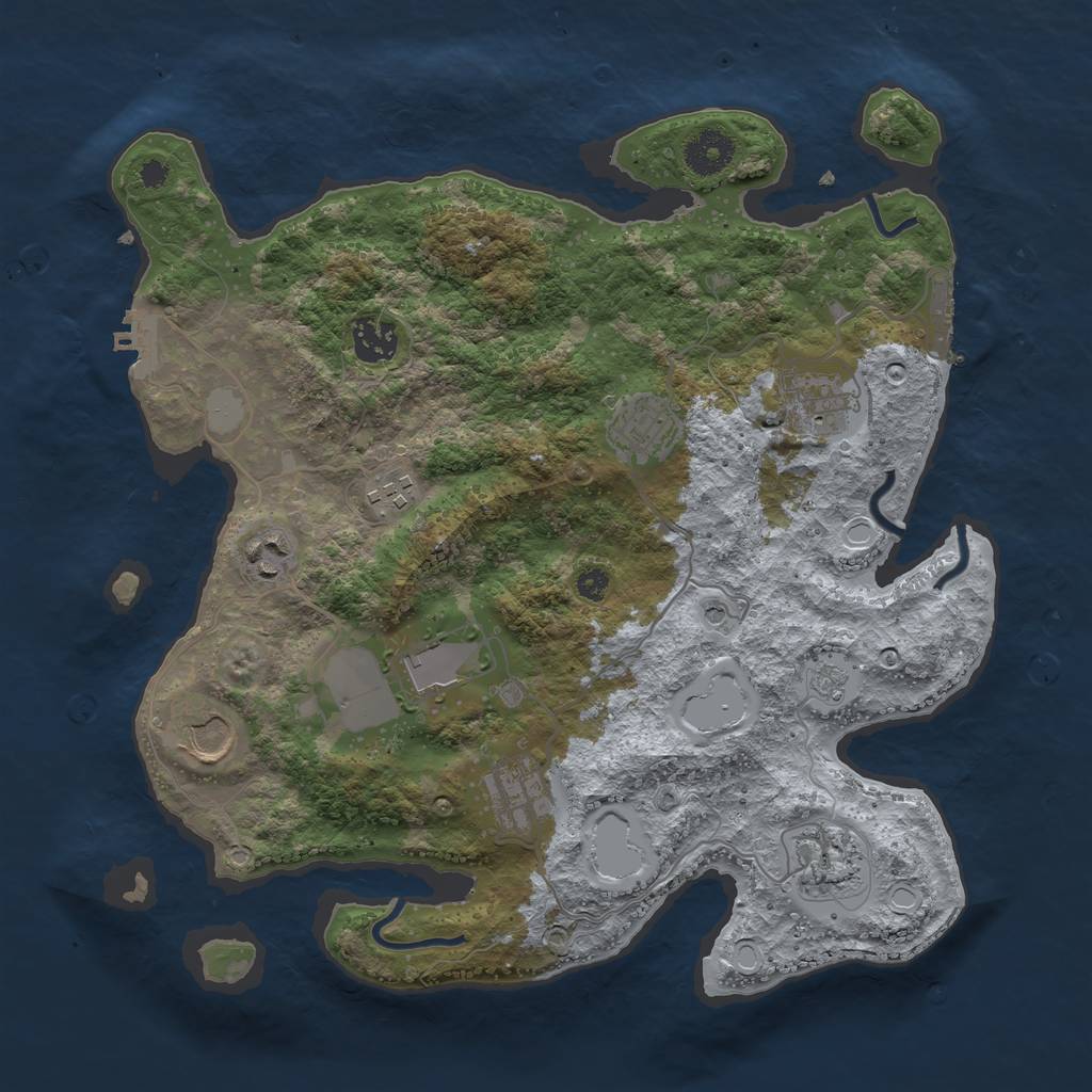 Rust Map: Procedural Map, Size: 3500, Seed: 238475, 18 Monuments