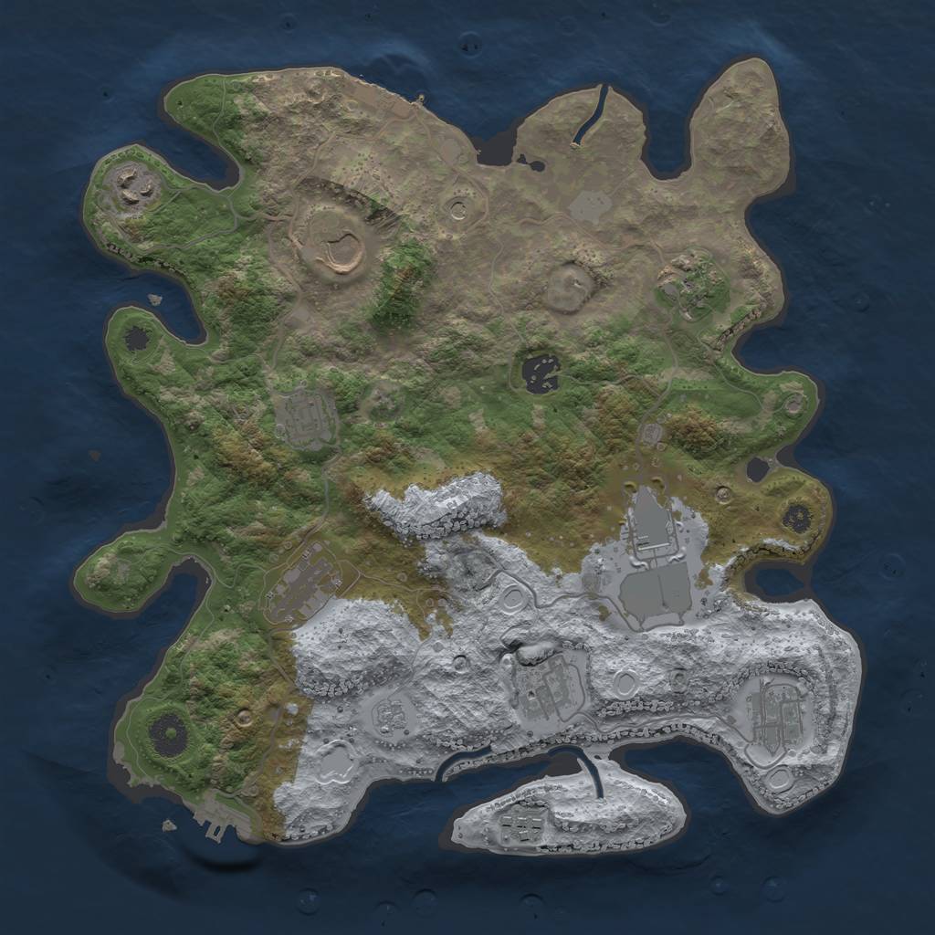 Rust Map: Procedural Map, Size: 3500, Seed: 802256675, 17 Monuments