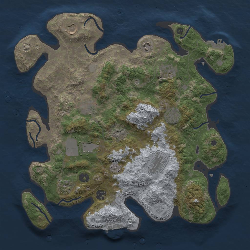 Rust Map: Procedural Map, Size: 3700, Seed: 204947131, 19 Monuments