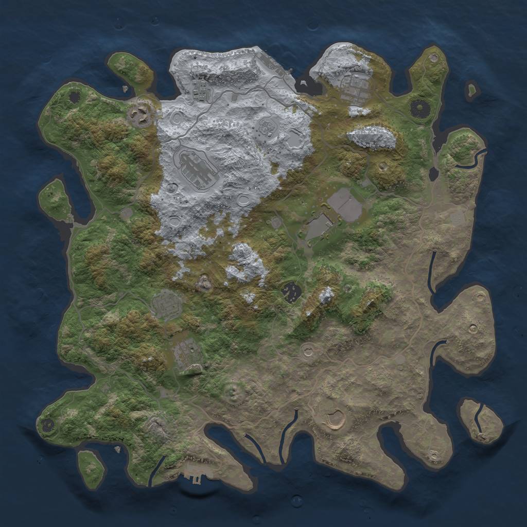 Rust Map: Procedural Map, Size: 4000, Seed: 555904755, 18 Monuments