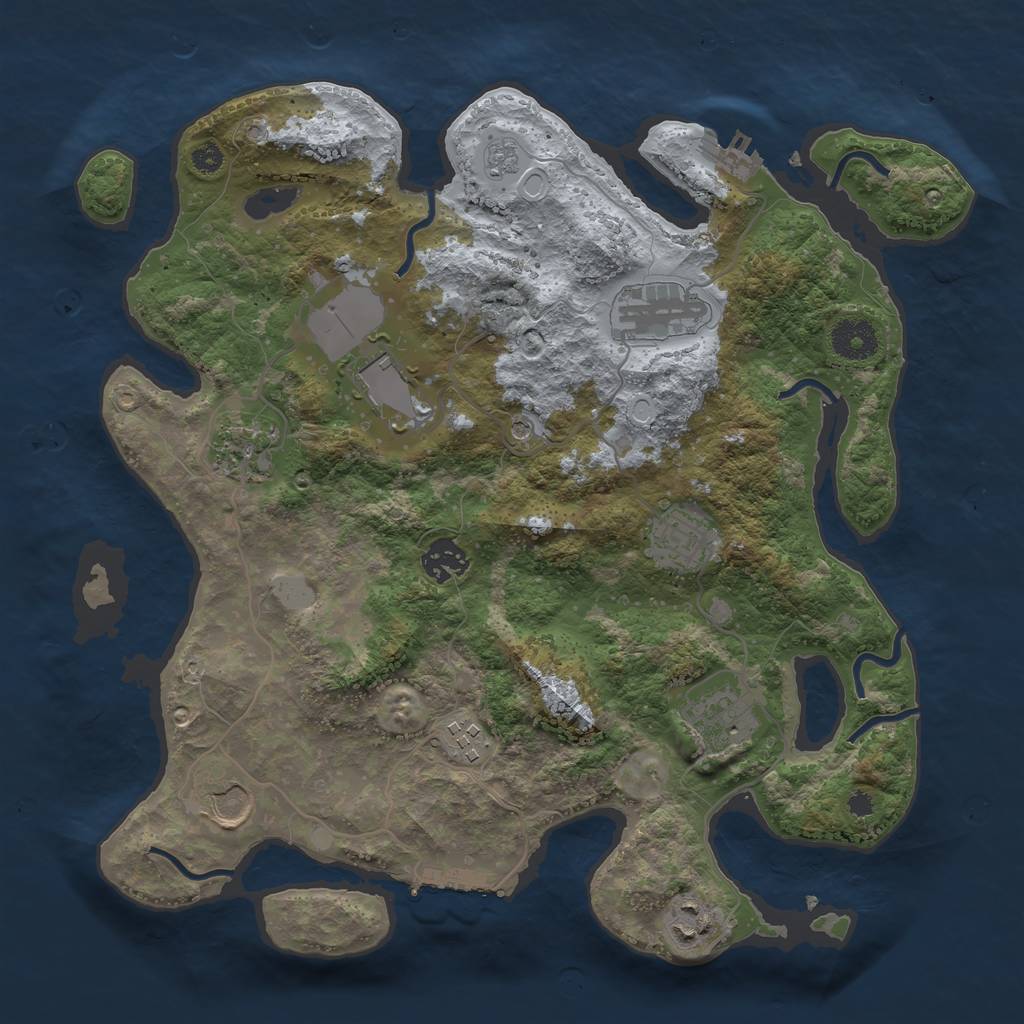 Rust Map: Procedural Map, Size: 3500, Seed: 2054337546, 18 Monuments