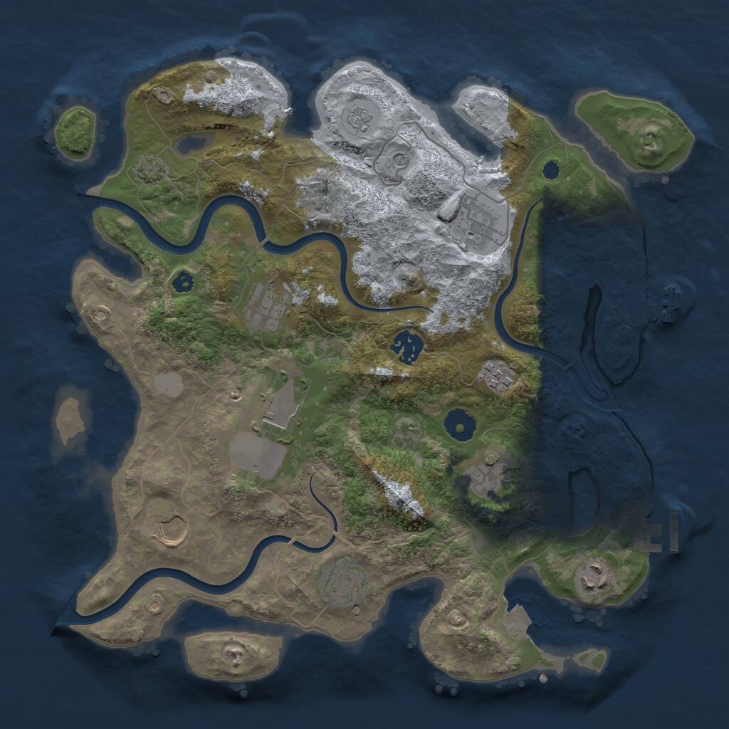Rust Map: Procedural Map, Size: 3500, Seed: 2054337546, 15 Monuments