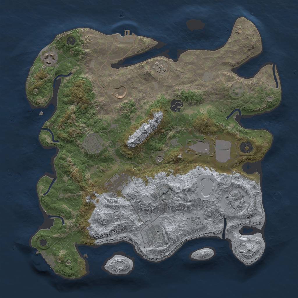 Rust Map: Procedural Map, Size: 3500, Seed: 1430539, 18 Monuments