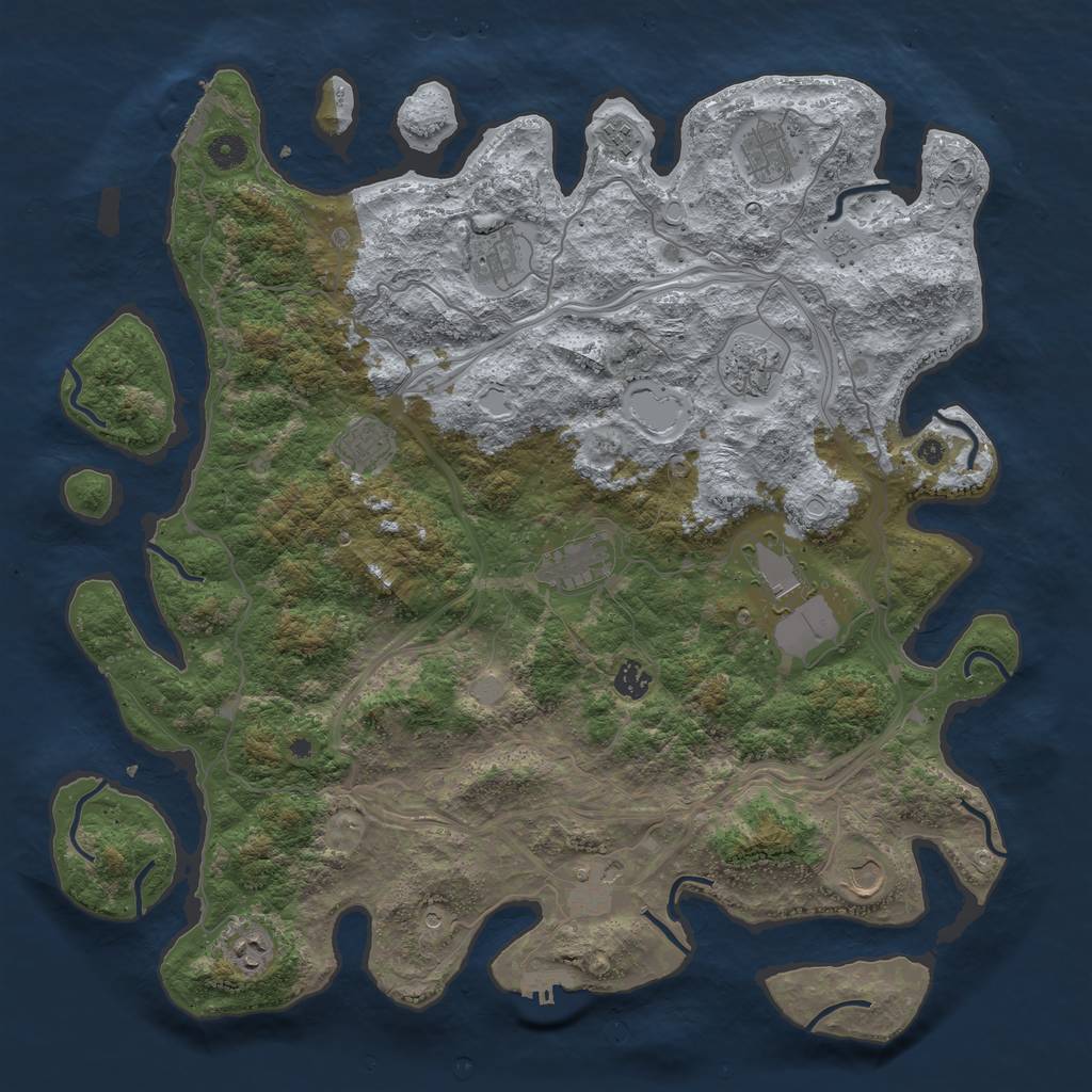 Rust Map: Procedural Map, Size: 4500, Seed: 1444568375, 20 Monuments