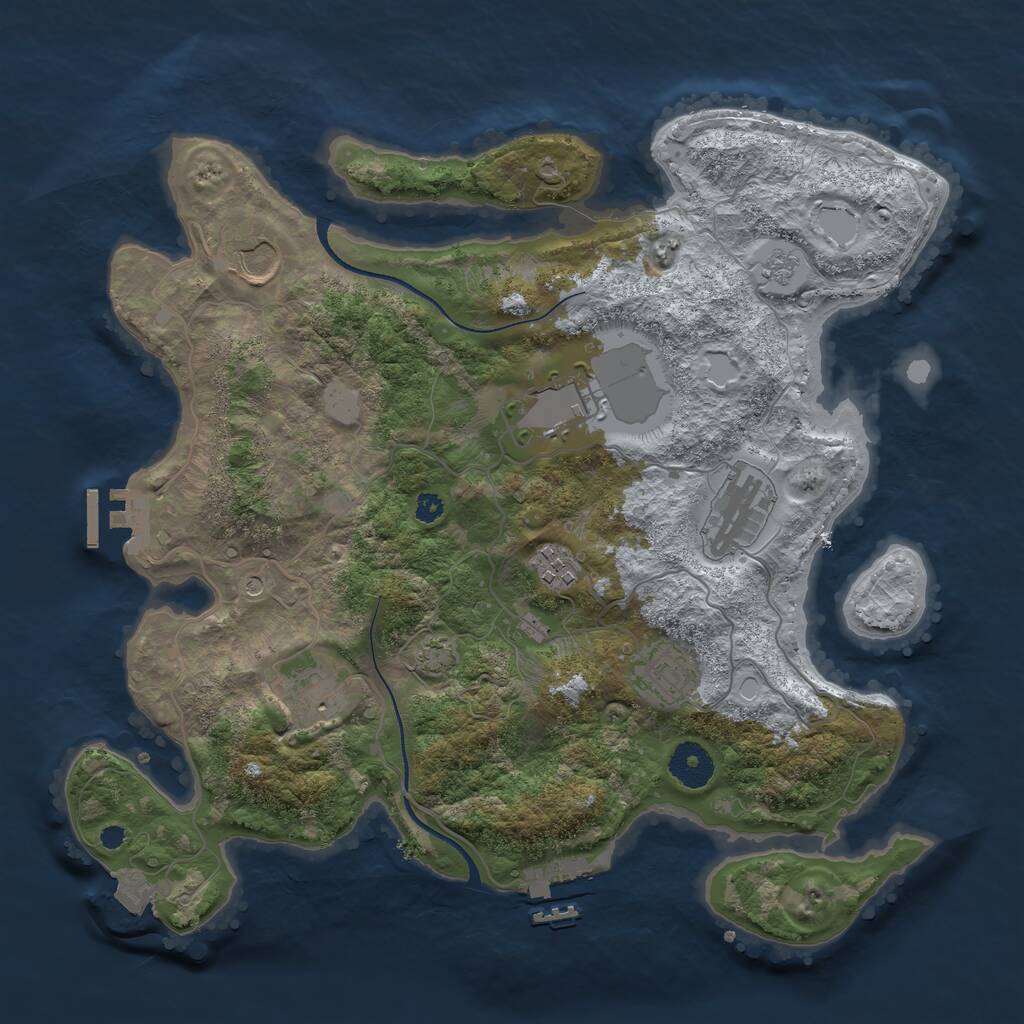 Rust Map: Procedural Map, Size: 3500, Seed: 872578204, 12 Monuments