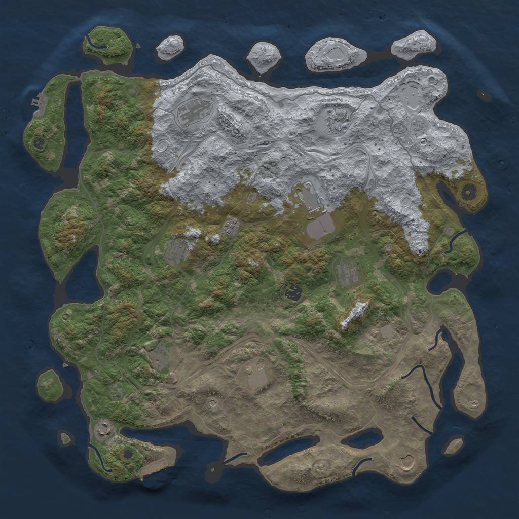Rust Map: Procedural Map, Size: 4800, Seed: 324277244, 20 Monuments