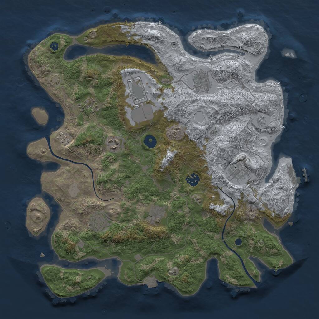 Rust Map: Procedural Map, Size: 3750, Seed: 436786589, 14 Monuments