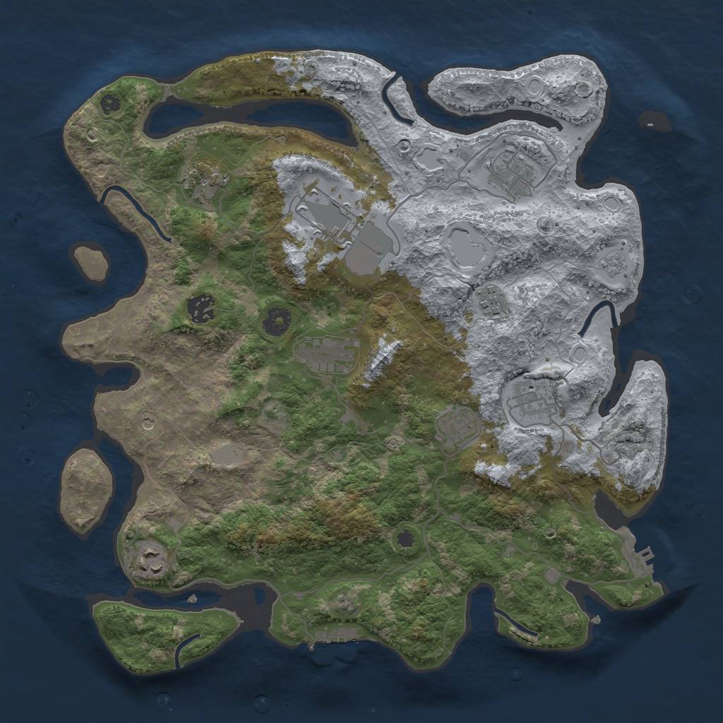 Rust Map: Procedural Map, Size: 3750, Seed: 436786589, 16 Monuments