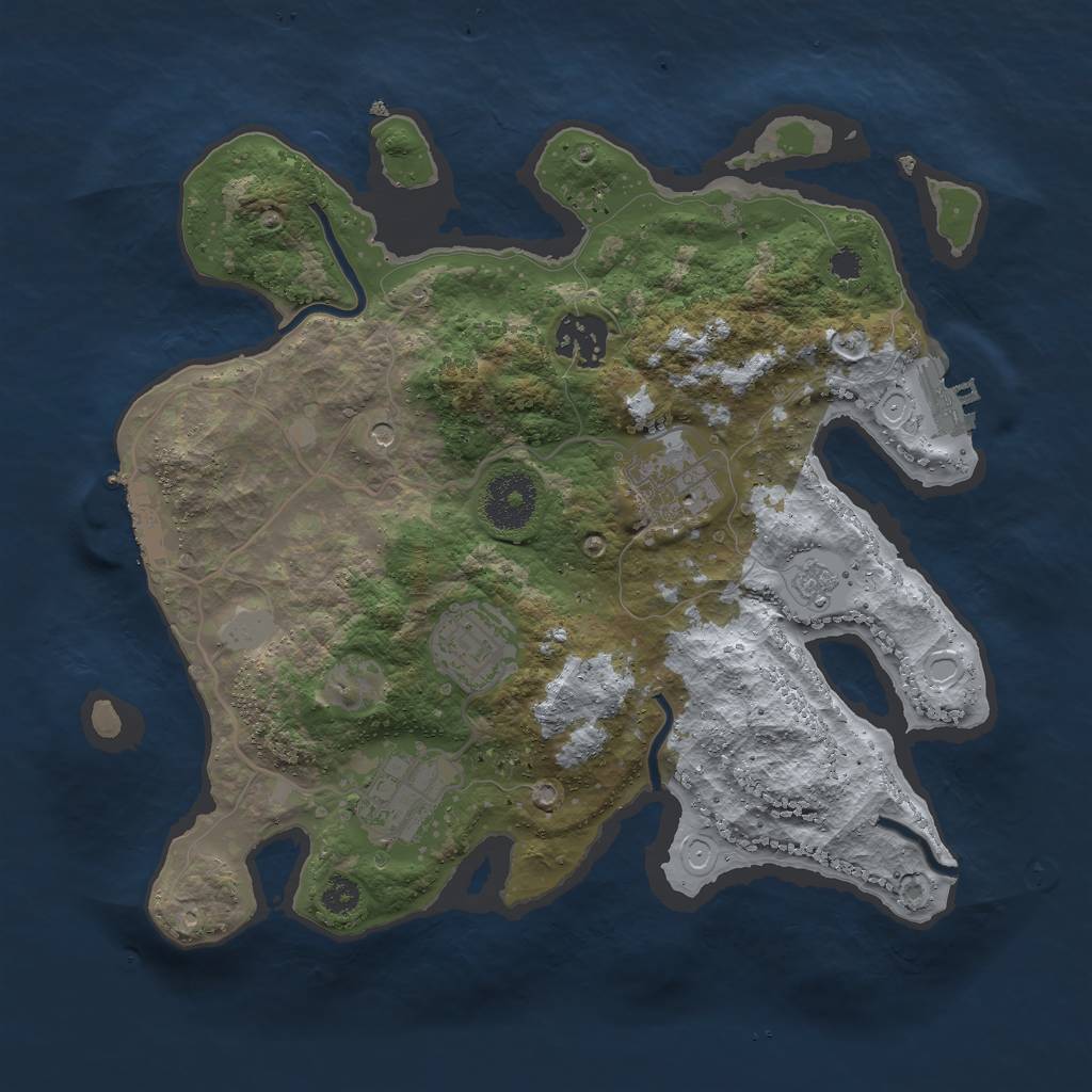 Rust Map: Procedural Map, Size: 3000, Seed: 1110315740, 13 Monuments