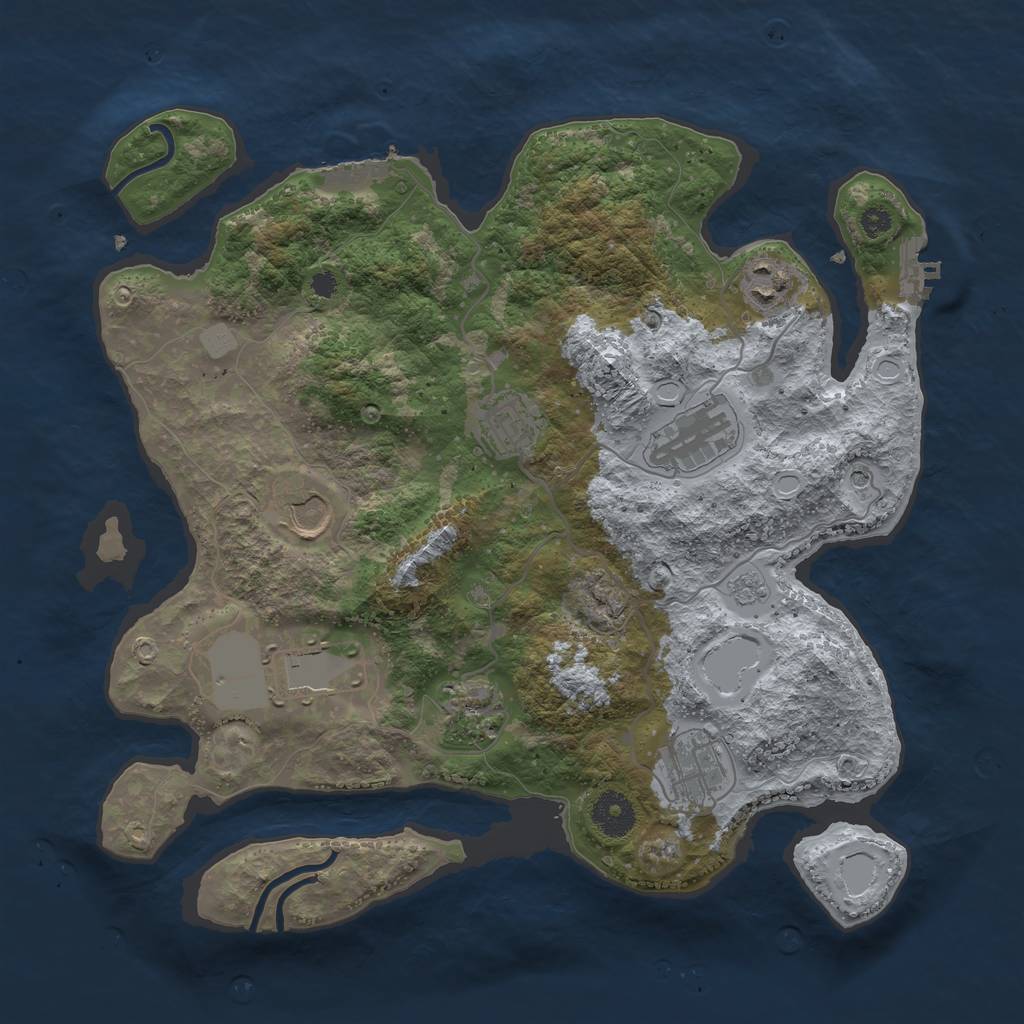 Rust Map: Procedural Map, Size: 3500, Seed: 900521740, 16 Monuments