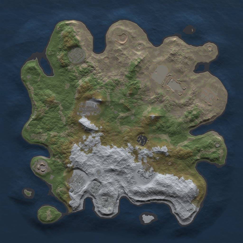 Rust Map: Barren, Size: 3500, Seed: 17793, 13 Monuments