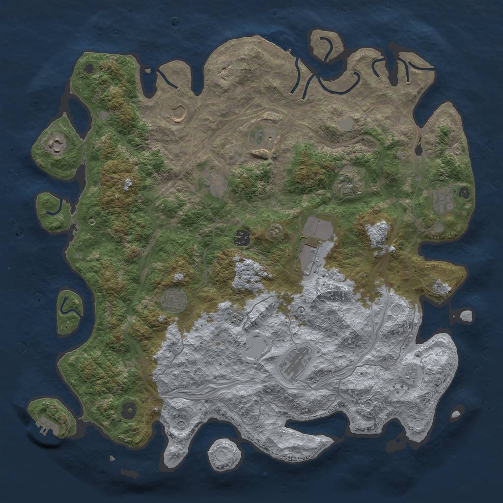 Rust Map: Procedural Map, Size: 4500, Seed: 1703148629, 20 Monuments