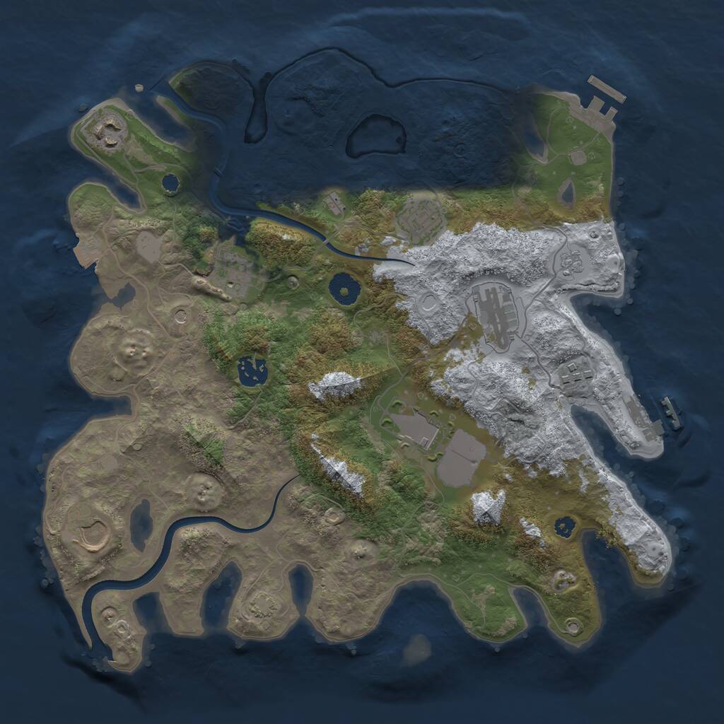 Rust Map: Procedural Map, Size: 3500, Seed: 402428044, 14 Monuments