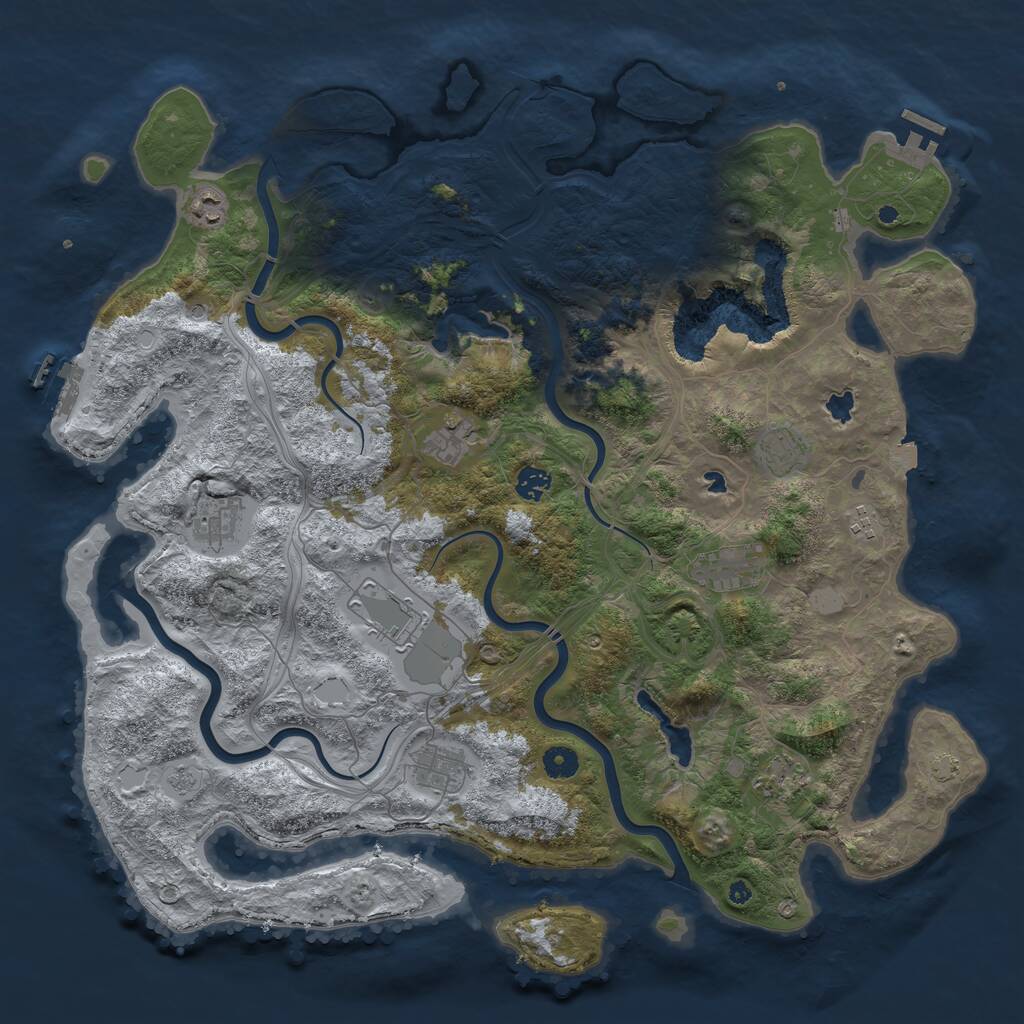 Rust Map: Procedural Map, Size: 4500, Seed: 1950294928, 16 Monuments