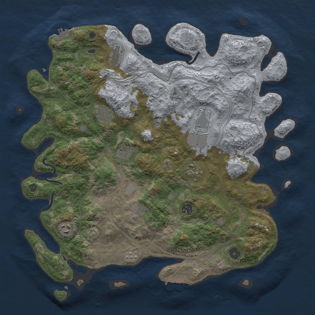 Rust Map: Procedural Map, Size: 4250, Seed: 1930253801, 18 Monuments