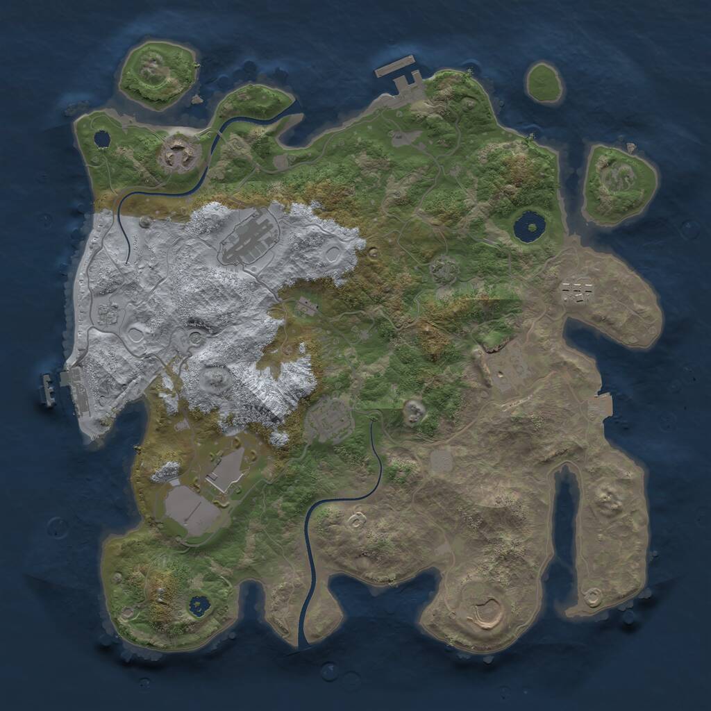 Rust Map: Procedural Map, Size: 3500, Seed: 9624082, 13 Monuments