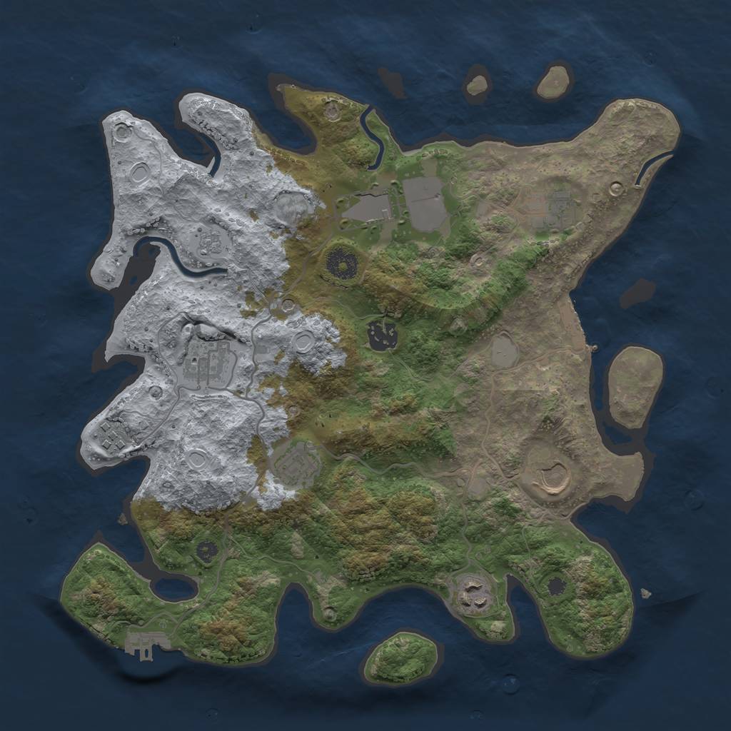 Rust Map: Procedural Map, Size: 3500, Seed: 485408820, 17 Monuments
