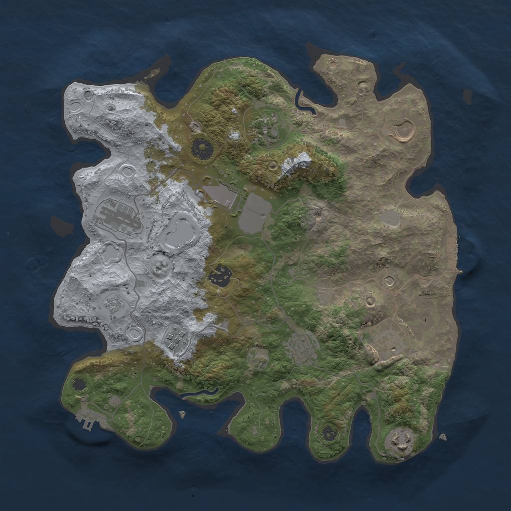 Rust Map: Procedural Map, Size: 3500, Seed: 824957543, 16 Monuments