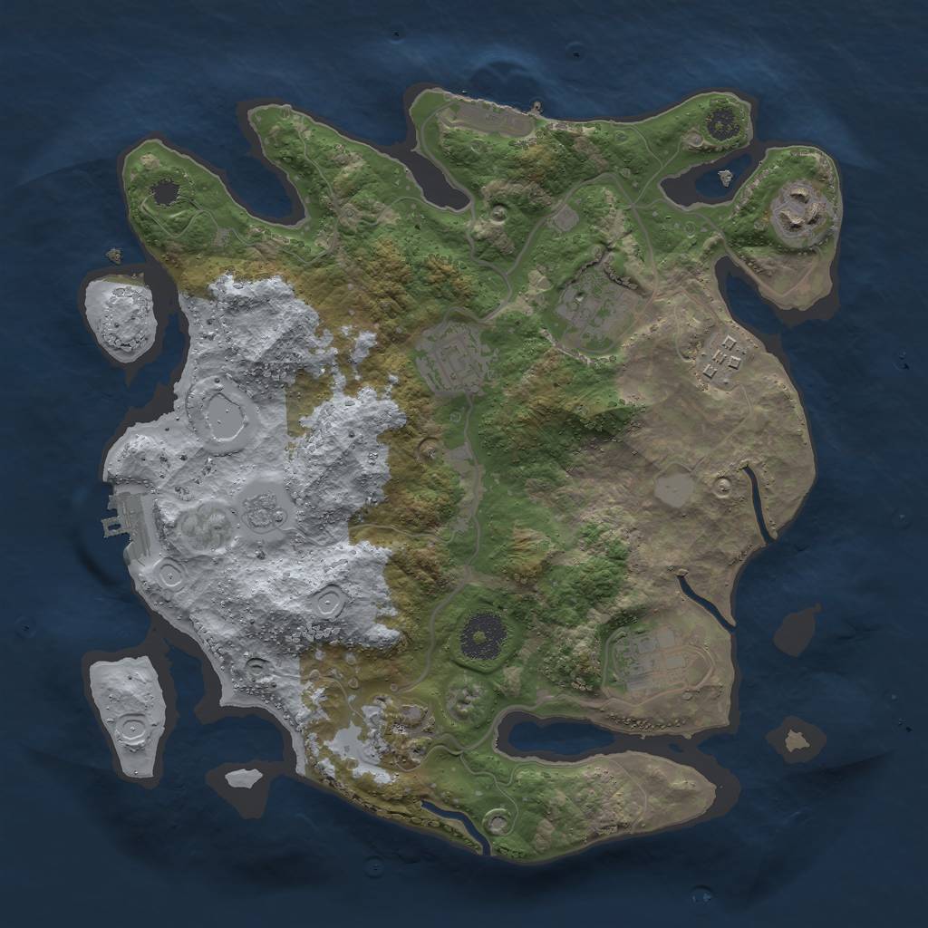 Rust Map: Procedural Map, Size: 3000, Seed: 545321491, 14 Monuments