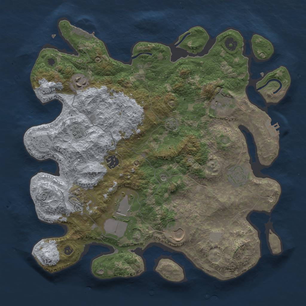 Rust Map: Procedural Map, Size: 3600, Seed: 609177168, 16 Monuments