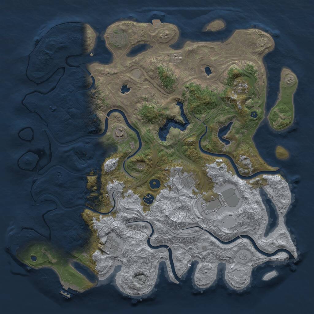 Rust Map: Procedural Map, Size: 4500, Seed: 945732341, 14 Monuments