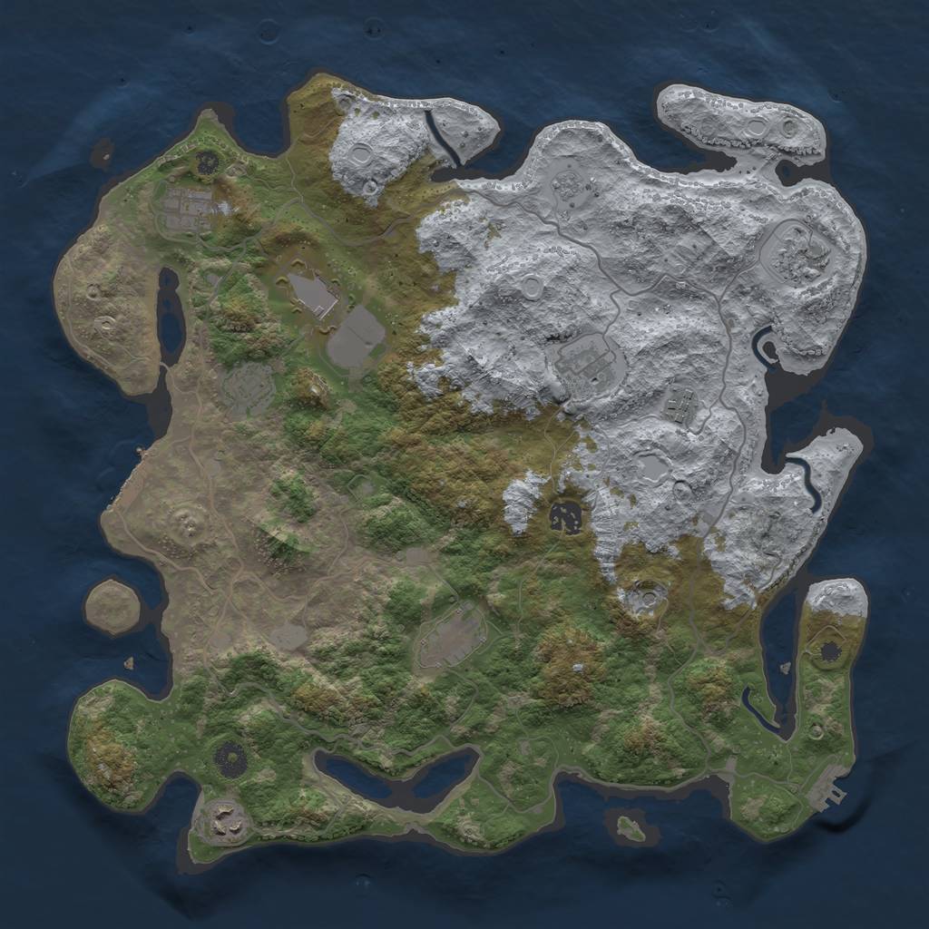 Rust Map: Procedural Map, Size: 4019, Seed: 857124, 18 Monuments