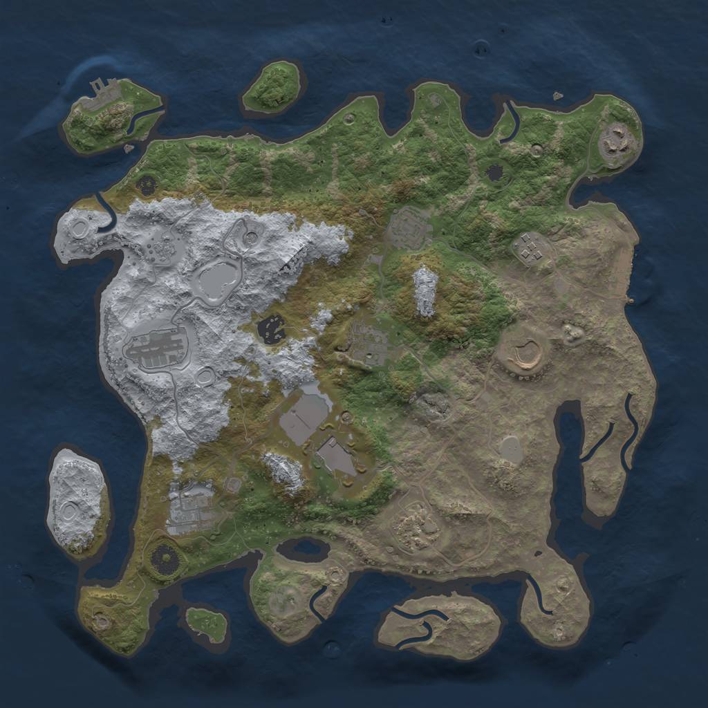 Rust Map: Procedural Map, Size: 3700, Seed: 1425625870, 19 Monuments
