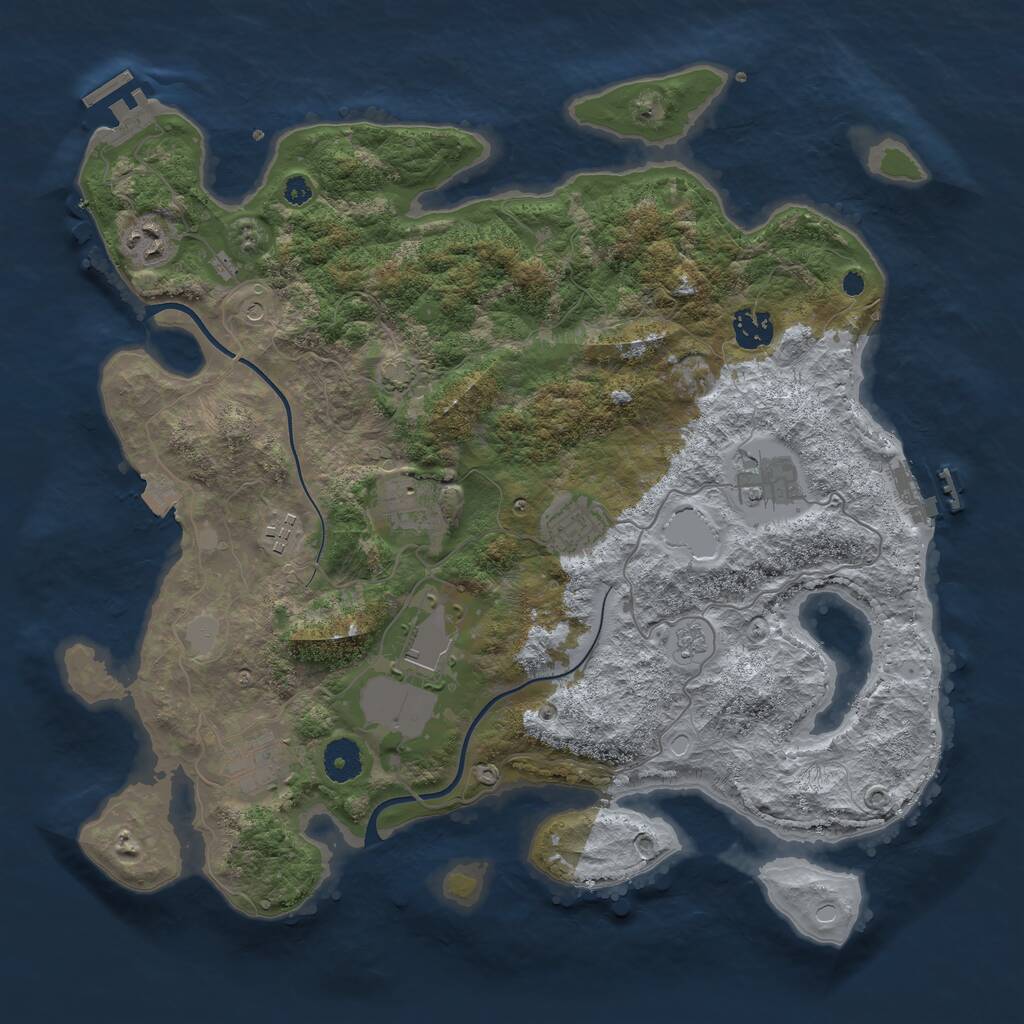 Rust Map: Procedural Map, Size: 3750, Seed: 425236, 14 Monuments