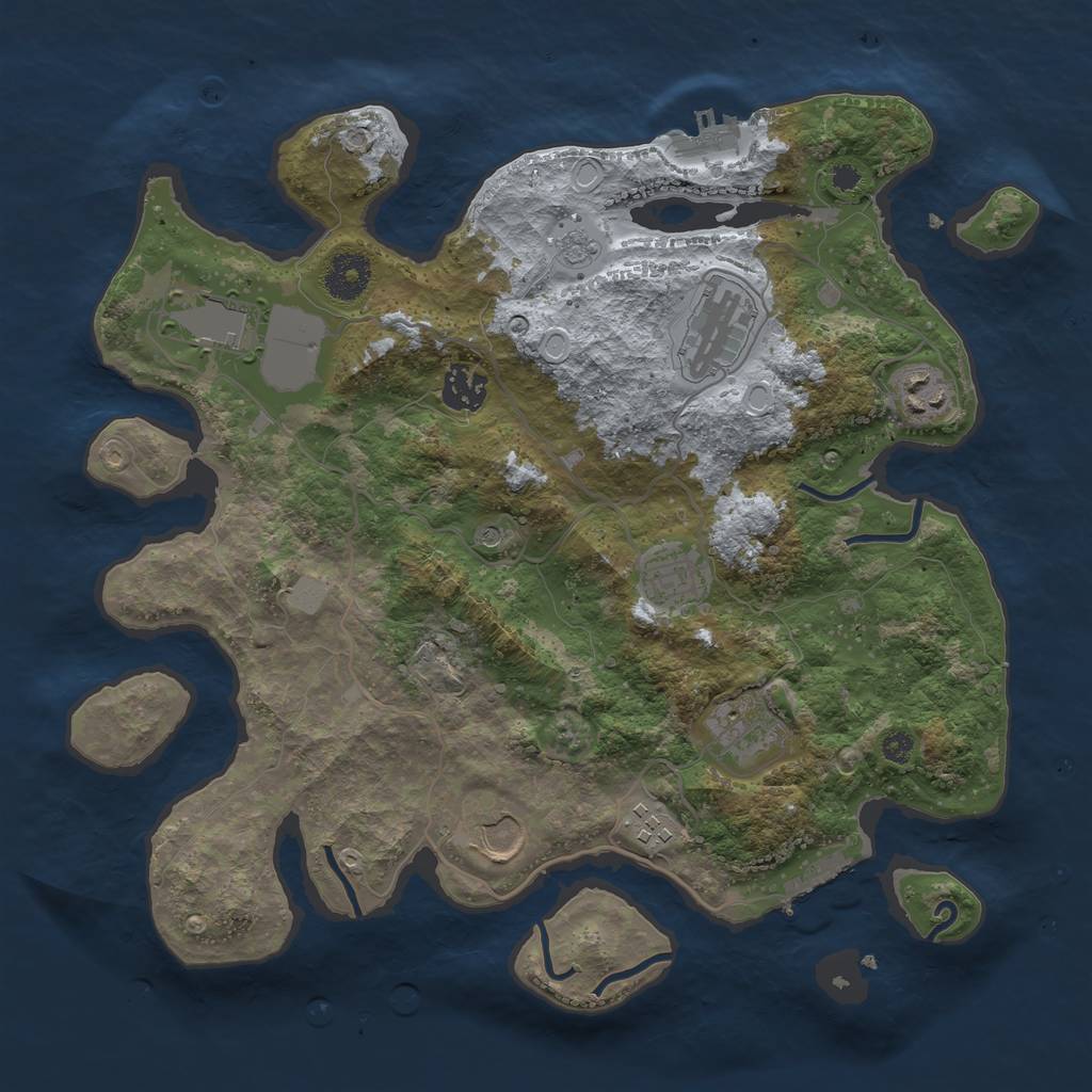 Rust Map: Procedural Map, Size: 3500, Seed: 39126, 17 Monuments
