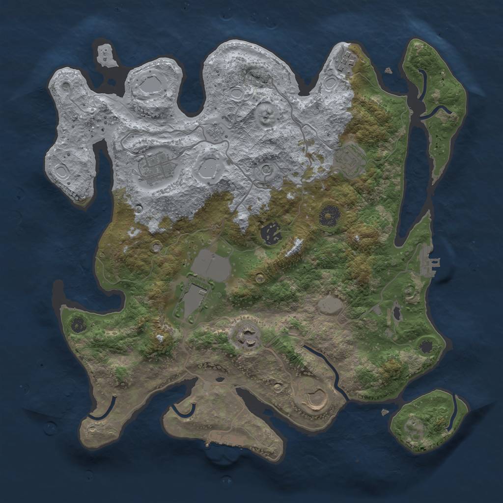 Rust Map: Procedural Map, Size: 3500, Seed: 667361557, 16 Monuments