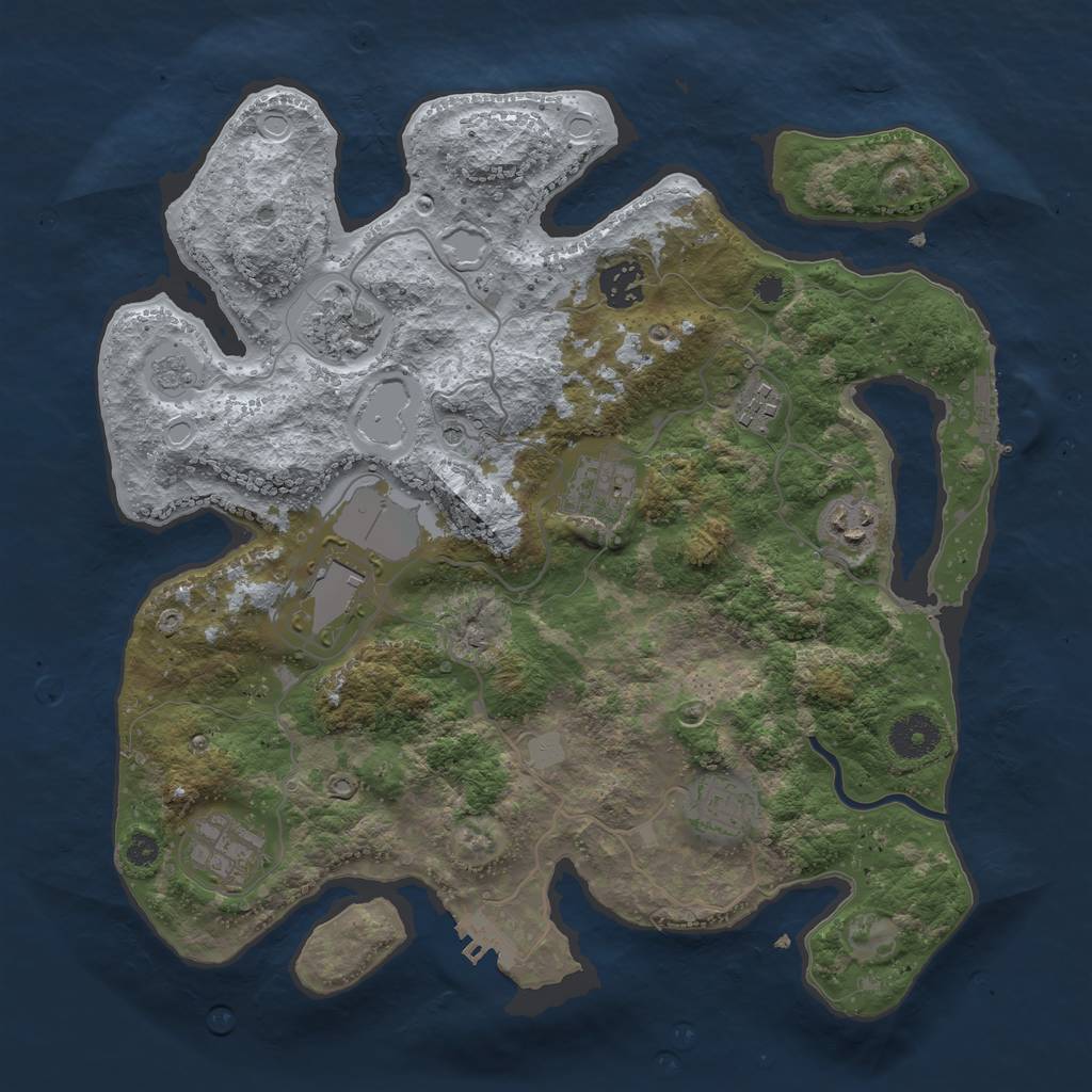 Rust Map: Procedural Map, Size: 3500, Seed: 1627427312, 17 Monuments