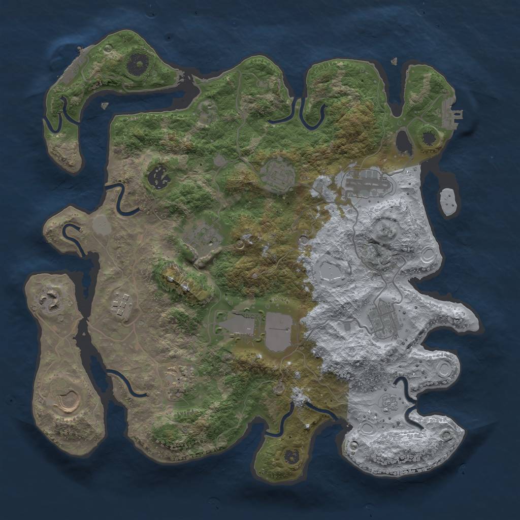 Rust Map: Procedural Map, Size: 3500, Seed: 1499292181, 17 Monuments