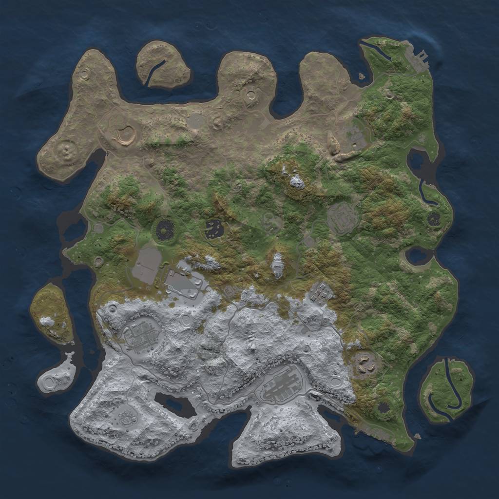 Rust Map: Procedural Map, Size: 3750, Seed: 2089584009, 16 Monuments