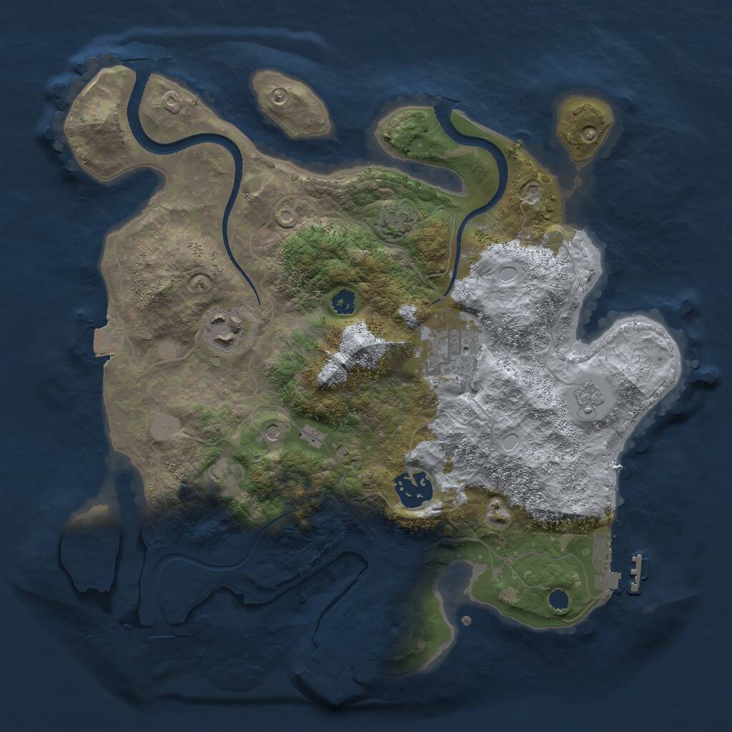 Rust Map: Procedural Map, Size: 3000, Seed: 2073106201, 9 Monuments