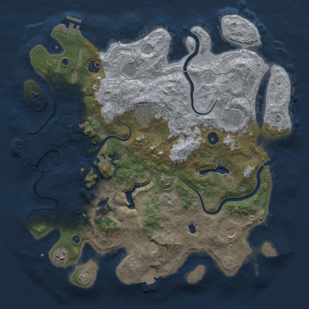Rust Map: Procedural Map, Size: 4000, Seed: 990218, 14 Monuments