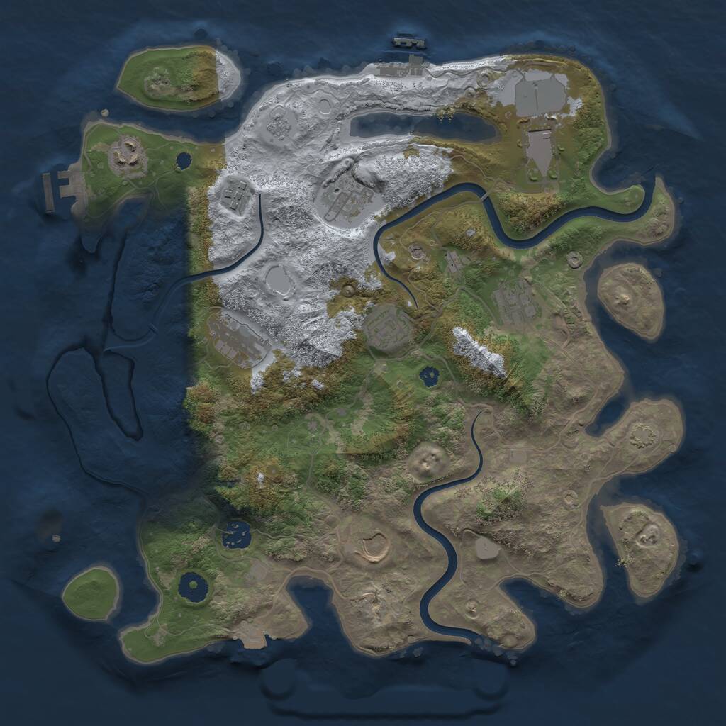 Rust Map: Procedural Map, Size: 3700, Seed: 783498419, 15 Monuments
