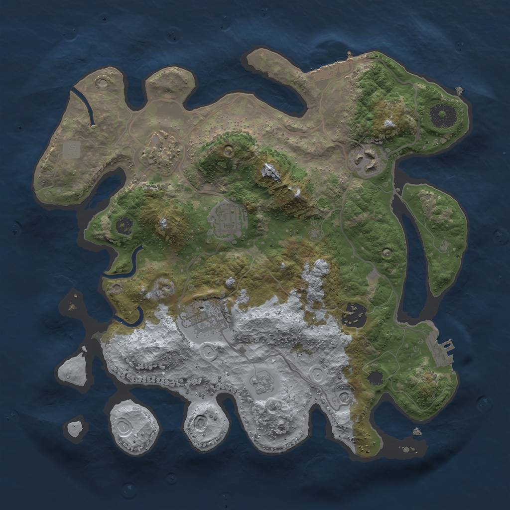 Rust Map: Procedural Map, Size: 3000, Seed: 31375, 12 Monuments