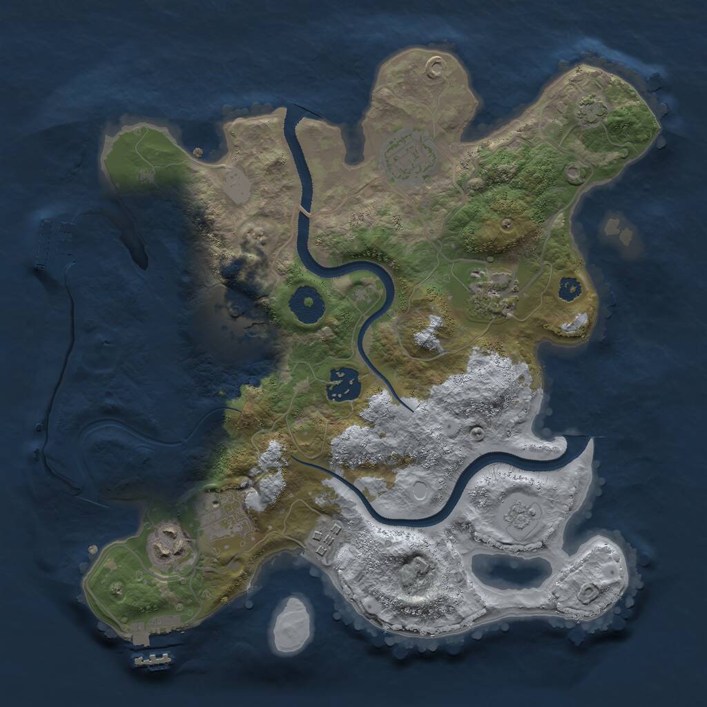 Rust Map: Procedural Map, Size: 3000, Seed: 910507915, 12 Monuments