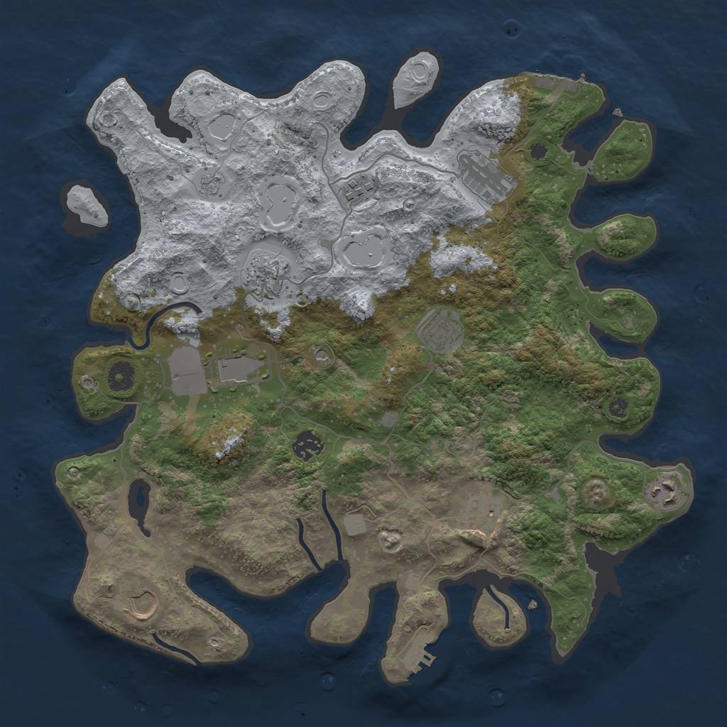 Rust Map: Procedural Map, Size: 3800, Seed: 90414705, 18 Monuments