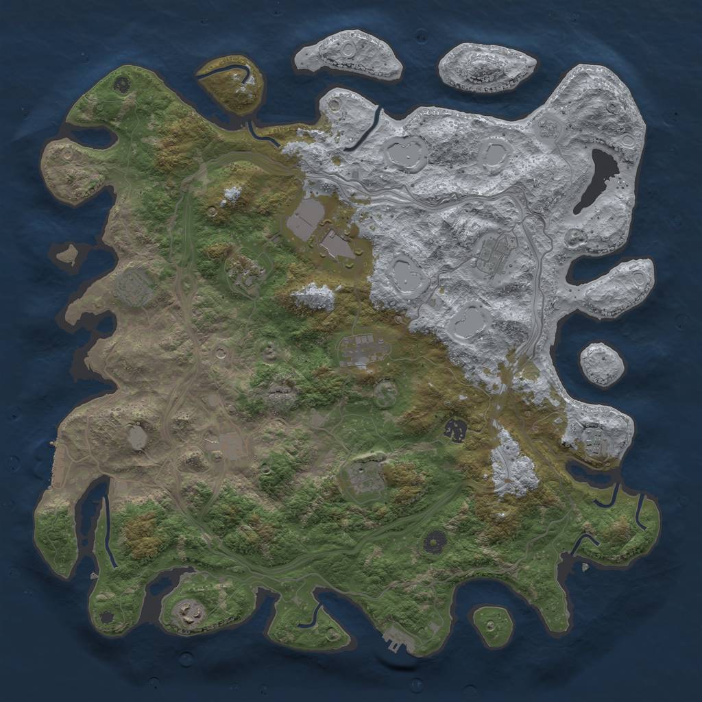 Rust Map: Procedural Map, Size: 4500, Seed: 1572028380, 19 Monuments