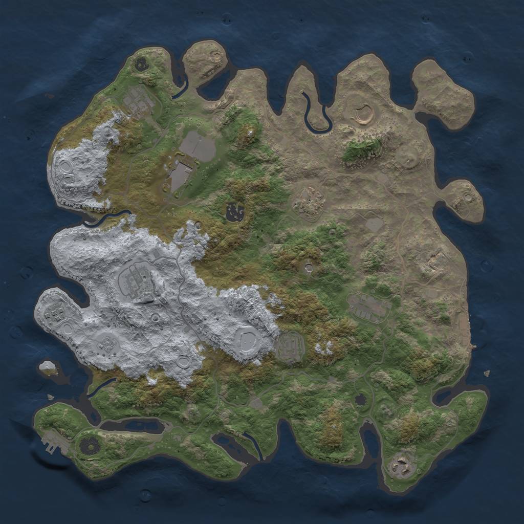 Rust Map: Procedural Map, Size: 4000, Seed: 1644051474, 17 Monuments