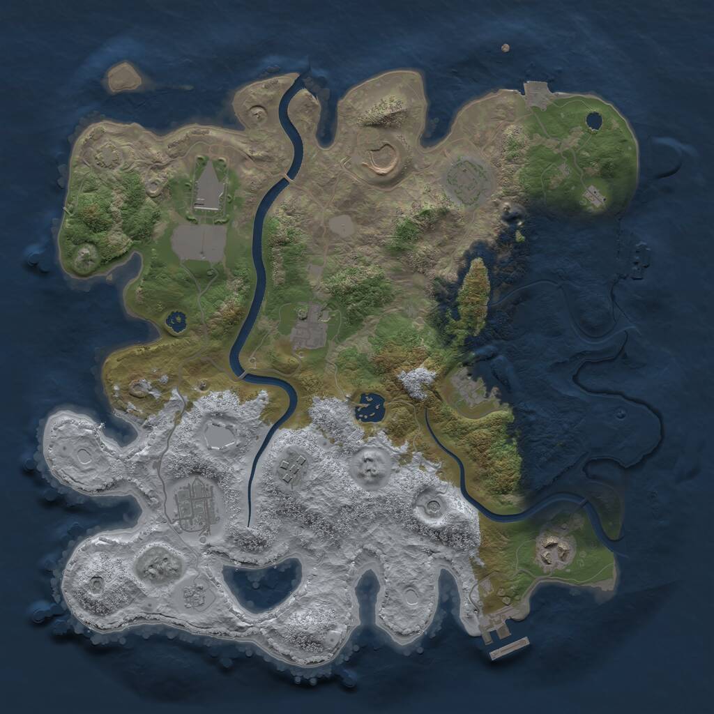 Rust Map: Procedural Map, Size: 3500, Seed: 31686470, 15 Monuments