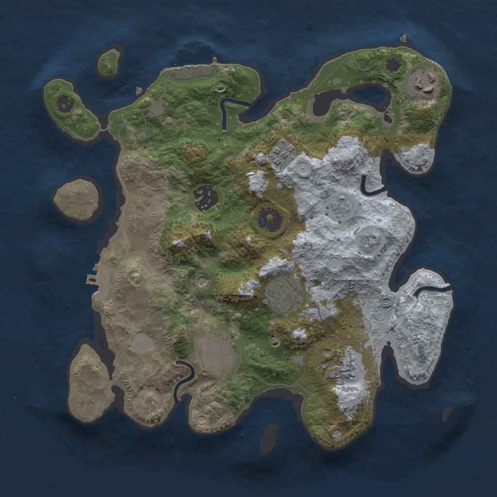 Rust Map: Procedural Map, Size: 3000, Seed: 25299, 13 Monuments