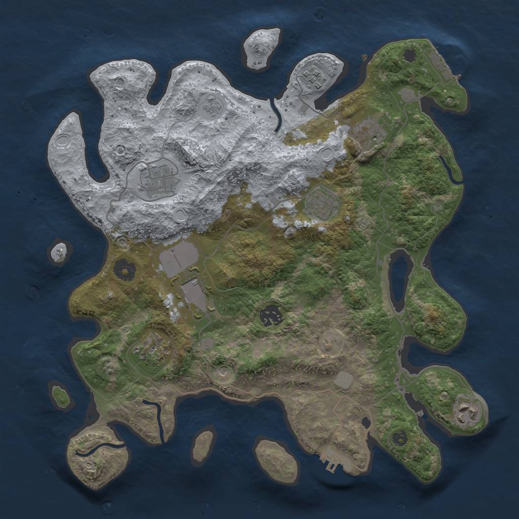 Rust Map: Procedural Map, Size: 3500, Seed: 240778040, 15 Monuments