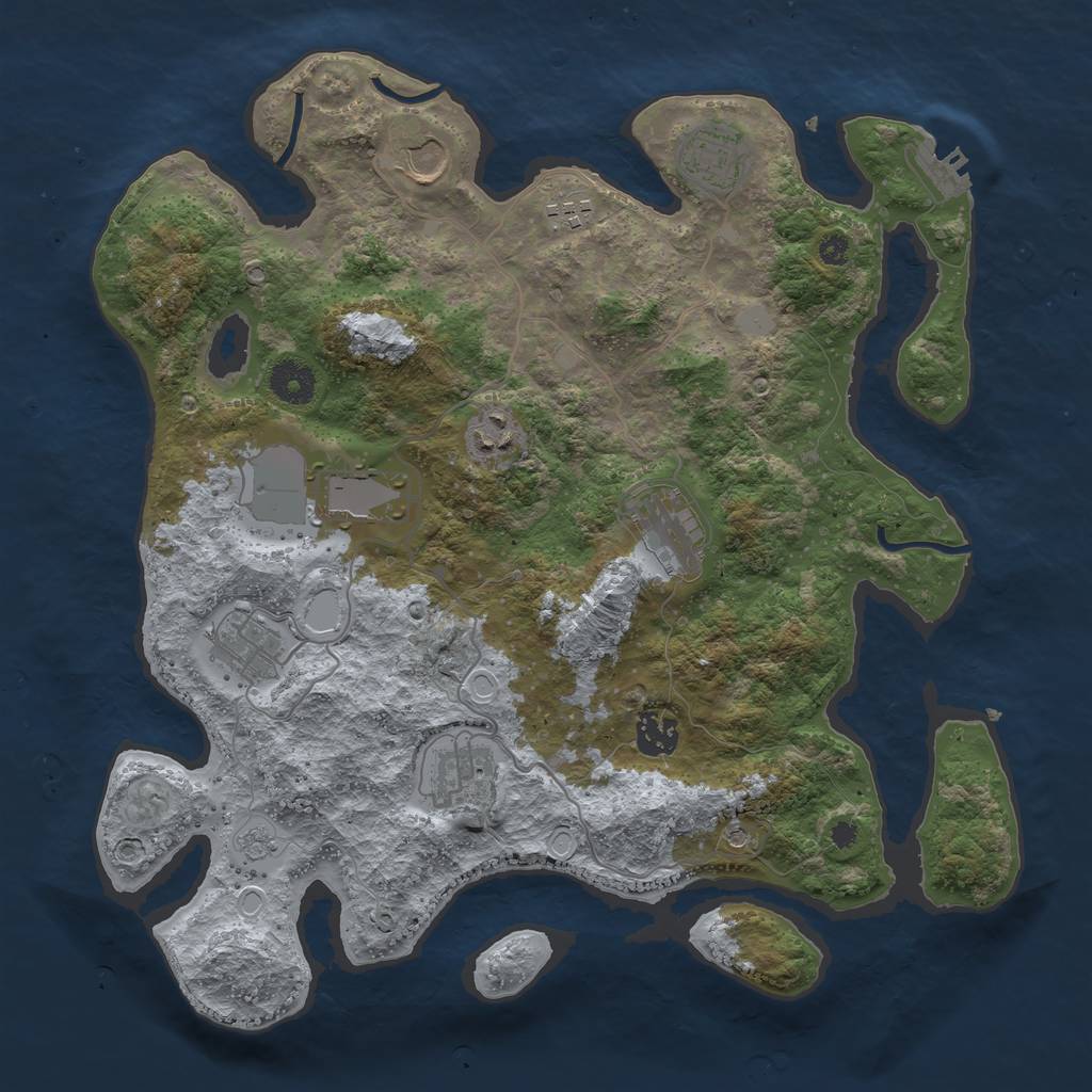 Rust Map: Procedural Map, Size: 3650, Seed: 1931783026, 15 Monuments